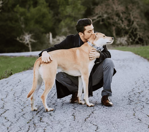 Chris with a dog