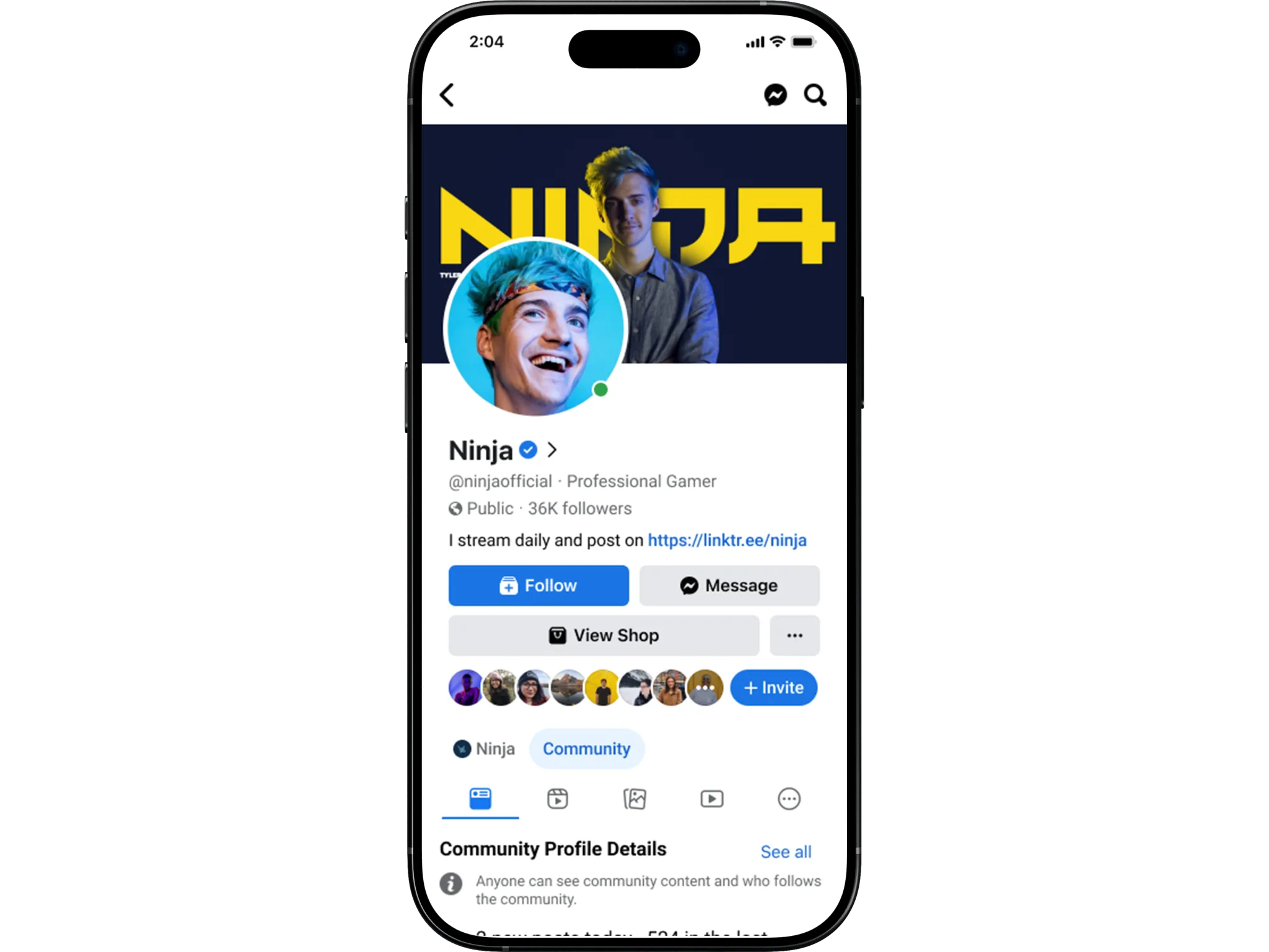 Community profile after the redesign